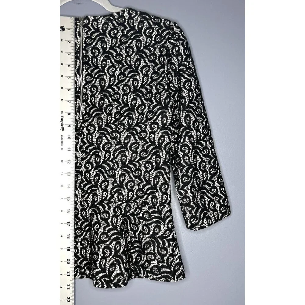 J Crew Lace Overlay Peplum Top Womens XS Black 3/4 Sleeve Dressy Formal Corpcore